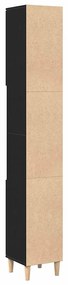Armário de Banheiro vidaXL Preto Carvalho 30x30x190 cm Madeira de Enge