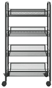 Carrinho de cozinha com 4 prateleiras ferro 46x26x85 cm preto