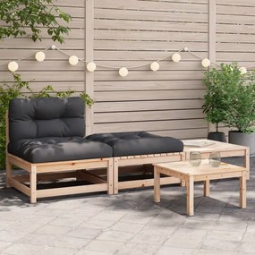 vidaXL Sofá sem apoio de braços p/ jardim c/ almofadões/apoios de pés
