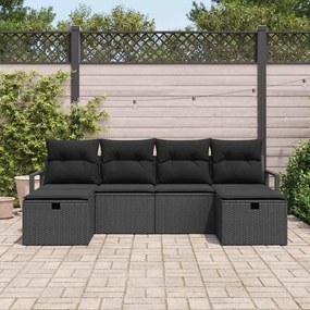 Conjunto de Sofá para Jardim de 6 Peças com Almofadas em Rattan Poliés