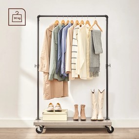 Guarda roupa aberto 104,5 x 40 x 160 cm com rodas greige-preto
