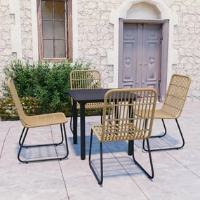 vidaXL 5 pcs conjunto de jantar para exterior vime PE e vidro