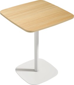 HOMCOM Mesa de Refeição Pequena Mesa de Cozinha Quadrada para 2 Pessoas Base Quadrada em Aço  60x60x75 cm Madeira e Branco | Aosom Portugal