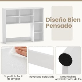 Estante de secretária 94 x 25 x 79 cm com 3 prateleiras ajustáveis e compartimento aberto para monitores até 27" para casa e escritório Branco