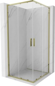 Mexen Exo-S Duo cabine de duche quadrada deslizante 100 x 100 cm, transparente, dourada - 8111-100-100-50-00