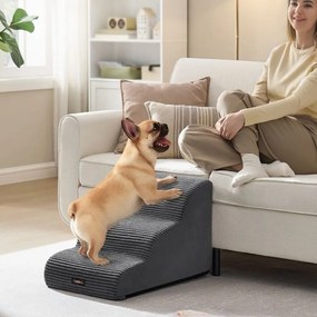 Escada para cães 57 x 40 x 40 cm com revestimento antiderrapante e 3 degraus cinza ardósia