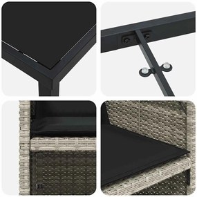 Conjunto de Jantar para Jardim com 5 Peças , Almofadas Cinza Claro, Ra