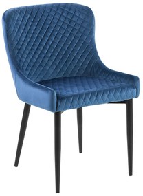 Conjunto de 2 cadeiras estofadas em veludo azul SOLANO Beliani