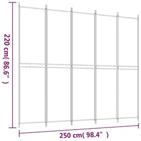 Divisória de quarto com 5 painéis 250x220 cm tecido preto