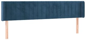 Cabeceira cama c/ luzes LED veludo 183x16x78/88 cm azul-escuro