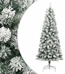 vidaXL Árvore de Natal artificial articulada c/ flocos de neve 210 cm