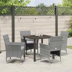 Conjunto de Jantar de Jardim 5 Peças em Rattan Sintético Cinza