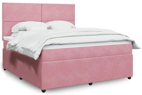 vidaXL Cama com molas/colchão 180x200 cm veludo rosa