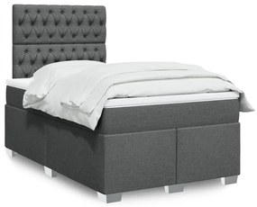 vidaXL Cama com molas/colchão 120x200 cm tecido cinzento-escuro