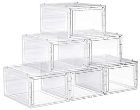 Caixas transparentes para sapatos com portas frontais | SONGMICS | 34,5 x 27 x 19 cm | branco | LSP032W06.