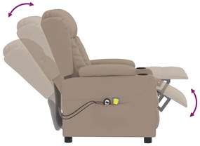 Poltrona massagens reclinável elétrica couro artif. cappuccino