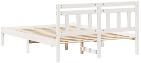 Estrutura da Cama Branco 140 x 190 cm Madeira de Pinheiro