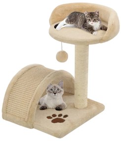 Árvore p/ gatos c/postes arranhadores sisal 40 cm bege/castanho