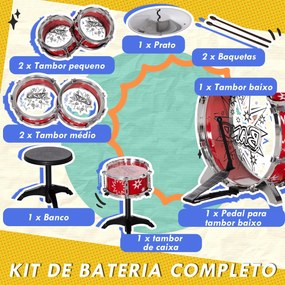AIYAPLAY Bateria Infantil com Banco Bateria para Crianças acima de 3 A