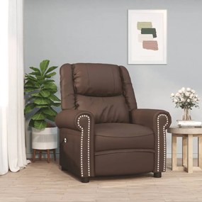 vidaXL Poltrona elevatória couro artificial castanho brilhante