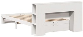 Cama com estante sem colchão 140x200 cm pinho maciço branco