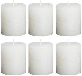 Velas rústicas cilíndricas 6 pcs 80x60 mm branco
