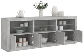 vidaXL Aparador com luzes LED 181,5x37x67 cm cinzento cimento