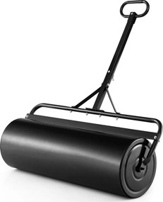 Rolo de relva metálico empurrar/puxar água/enchimento 113 L com pega amovível 99 x 40 x 146 cm Preto