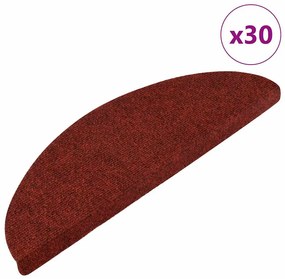 Tapetes de escada adesivos 30 pcs 56x17x3 cm vermelho