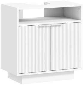HOMCOM Móvel para Lavatório Pousar com 2 Portas Canaladas para Lavatório com ou sem Pedestal  60x33x63 cm Branco | Aosom Portugal