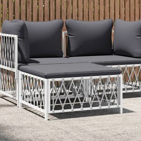vidaXL Apoio de pés para jardim com almofadão tecido branco