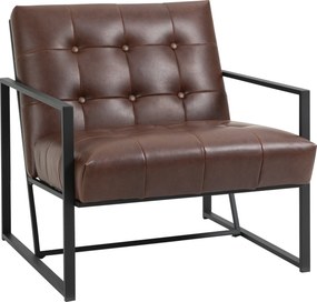 HOMCOM Cadeirão Chesterfield para Sala ou Escritório, Assento e Encosto Capitoné, Estrutura em Metal Preto, Pele Sintética Chocolate | Aosom Portugal