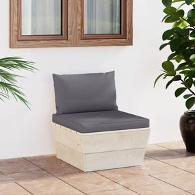 vidaXL Sofá de centro paletes p/ jardim com almofadões abeto impreg.