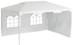 Outsunny Tenda de Jardim 395x295x255 cm  Tenda de Exterior com 2 Paredes Laterais 2 Janelas Anti-UV para Pátio Varanda Branco | Aosom Portugal