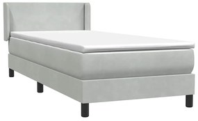 Cama com molas/colchão cinzento-claro 80x220 cm veludo