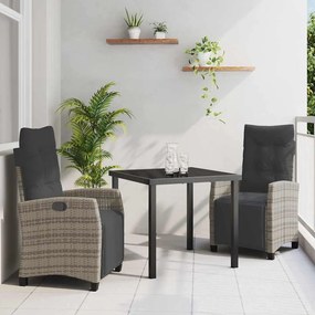 vidaXL Conjunto de Jantar Jardim 3 Peças Cinza Vime PE