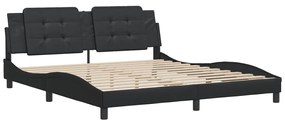 Estrutura de cama c/ cabeceira 180x200cm couro artificial preto