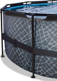 Piscina redonda Stone ø450x122cm com bomba de filtro de areia - Cinzenta
