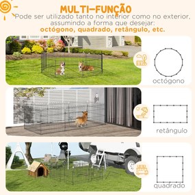 Parque para Animais de Estimação com 8 Paineis 71x61cm Dobrável Cerca para Animais de Estimação com Porta com Trava para Jardim Pátio Exterior Preto