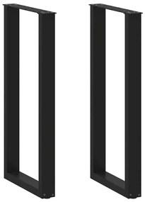 vidaXL Pés de mesa de bar em forma de U, 2 peças, preto, 40x(100-101) cm, aço