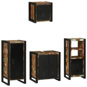 vidaXL Conjunto de Móveis para Banheiro com prateleira com armazenamento com porta 4 pcs