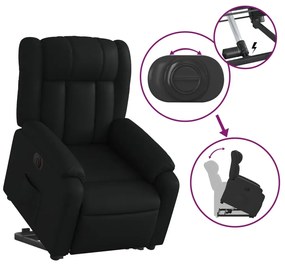 Poltrona reclinável elevatória elétrica couro artificial preto