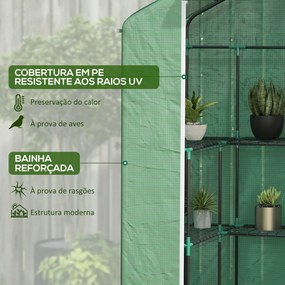 Estufa de Jardim Estufa com 1 Porta 2 Janelas e Prateleiras de 2 Nívei