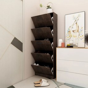 vidaXL Armário sapatos 5 portas contrapl. 59x24x167 cm carvalho fumado