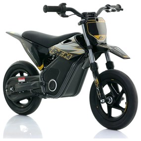 Mini moto elétrica para crianças Minicross electrica RFN Warrior SX-E250 Supermotard 250W 12/12" Até 25Km/hora cm limitador Preto/Dourado