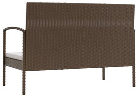 8 pcs Conjunto lounge de jardim com almofadões vime PE castanho