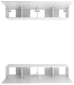 Móveis TV 4pcs 80x30x30cm derivados de madeira branco brilhante