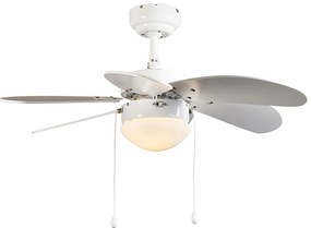 Ventilador de teto branco com impressão de madeira 80cm com interruptor de tração - Fresh