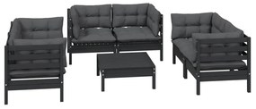 7 pcs conjunto lounge de jardim c/ almofadões pinho maciço