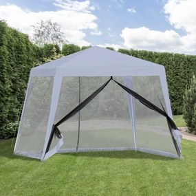 Tenda de Jardim 3x3m com 4 Partes Laterais Mosquiteiro com Zíper Proteção UV para Patio Cinza